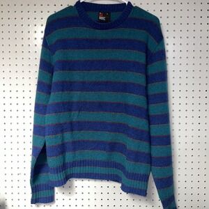Vtg 80s Robert Bruce Wool‎ Blene Sweater Adult L Striped Crew Neck USA
